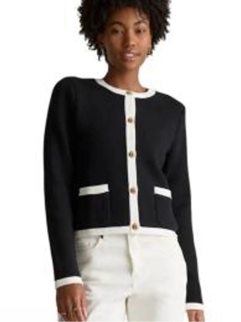 Zara Black Knit Cardigan with Gold Button